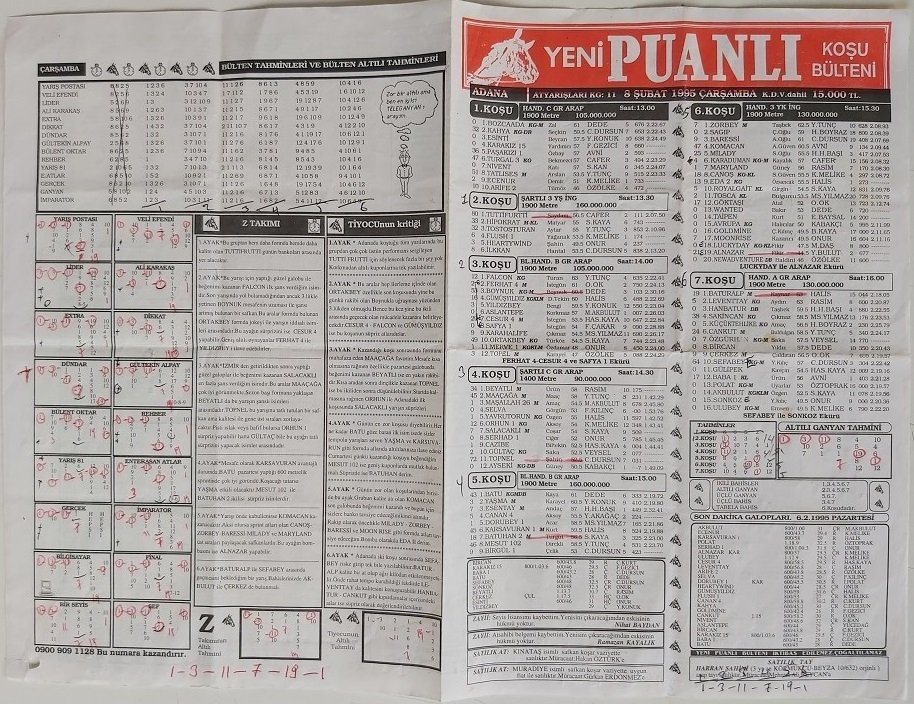 Yeni Puanlı Koşu Bülteni Gazetesi 1995