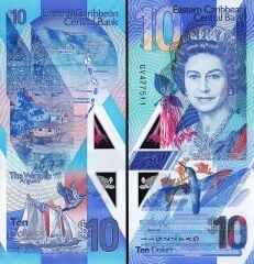 Karayipler 10 Dolar 2019 Çil Polimer Kraliçe Pick 57