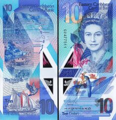 Karayipler 10 Dolar 2019 Çil Polimer Kraliçe Pick 57