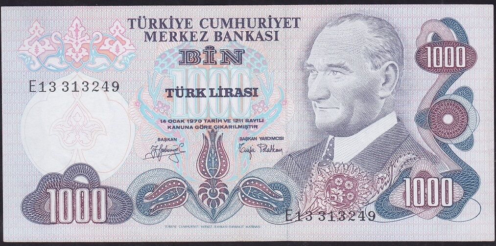 6.Emisyon 2.Tertip 1000 Lira E13 313249 Çilaltı