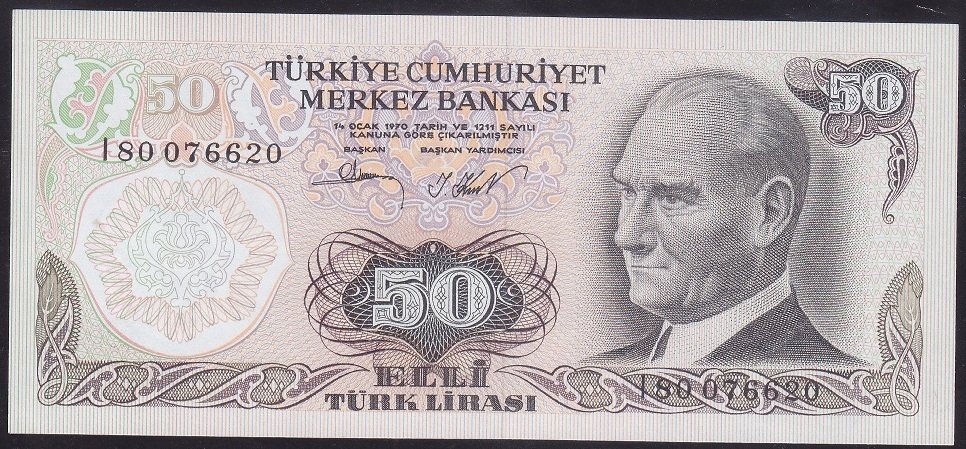 6.EMİSYON 2.TERTİP 50 LİRA I80 076620 ÇİL