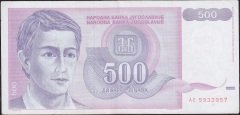 Yugoslavya 500 Dinar 1992 Çok Çok Temiz+
