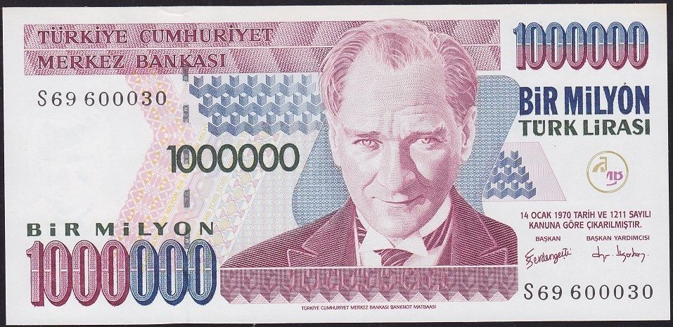 7.Emisyon 3.Tertip 1 000 000 Lira S69 600030 Çil