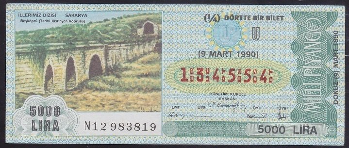 1990 9 MART ÇEYREK BİLET U SERİSİ