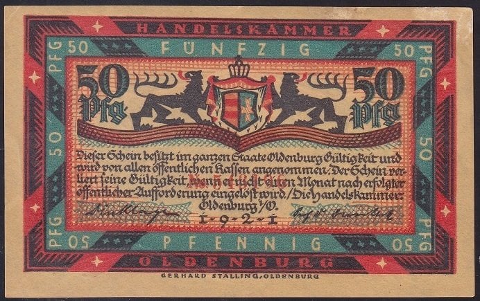 ALMANYA 50 PFENNİNG 1921 ÇİLALTI ÇİL