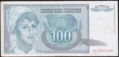 Yugoslavya 100 Dinar 1992 Çok Temiz