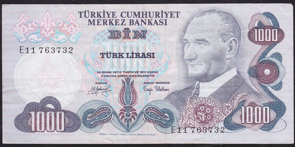 6.Emisyon 2.Tertip 1000 Lira E11 763732 Çok Temiz+