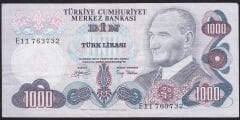 6.Emisyon 2.Tertip 1000 Lira E11 763732 Çok Temiz+