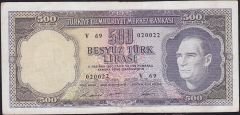 5.Emisyon 4.Tertip 500 Lira V69 020022 Çok Temiz+