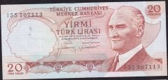 6.Emisyon 4.Tertip 20 Lira I55 707113 Çok Temiz+