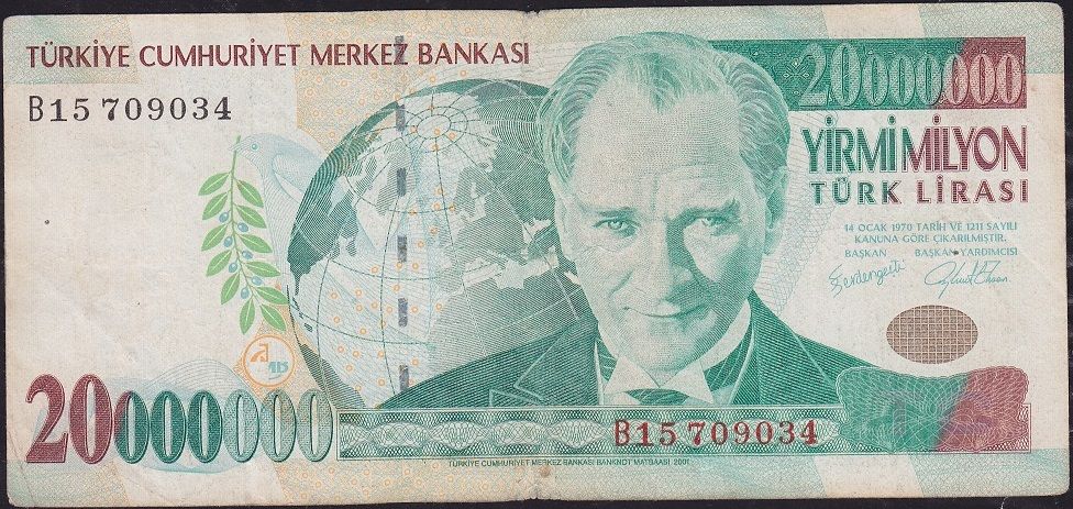 7.Emisyon 20 000 000 Lira B15 709034 Haliyle