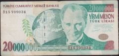7.Emisyon 20 000 000 Lira B15 709034 Haliyle