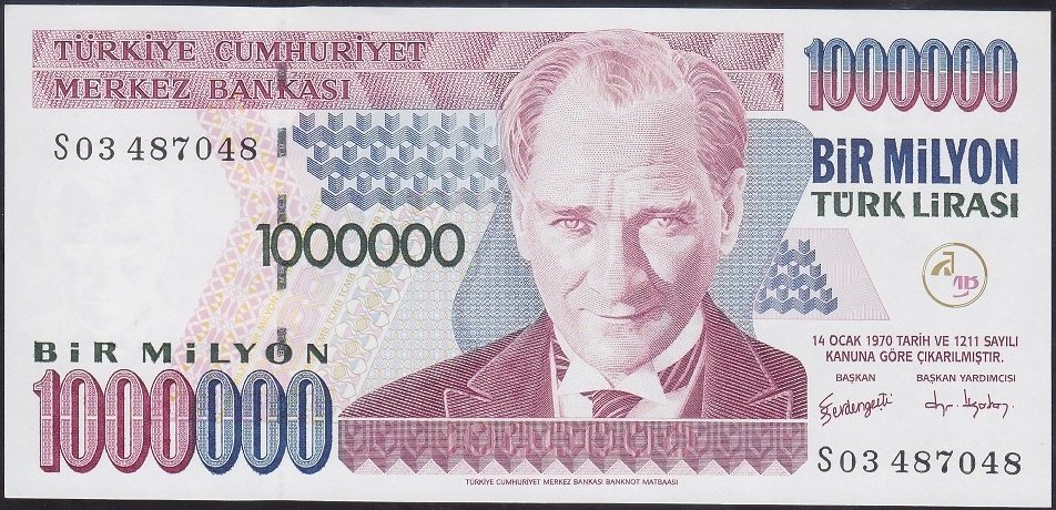 7.Emisyon 3.Tertip 1 000 000 Lira S03 487048 Çil