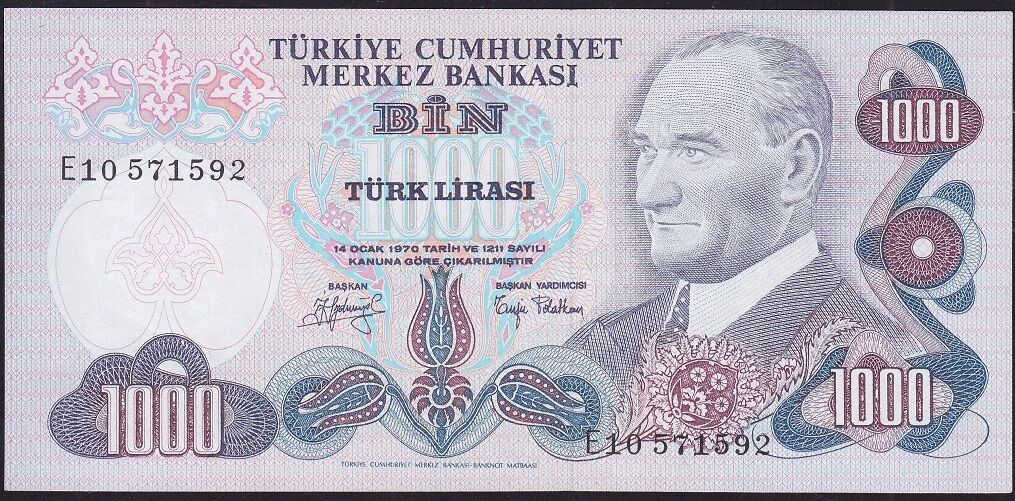 6.Emisyon 2.Tertip 1000 Lira E10 571592 Çilaltı Çil