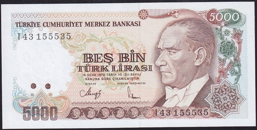 7.Emisyon 4.Tertip 5000 Lira I43 155535 Çil