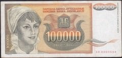 Yugoslavya 100000 Dinar 1993 Çok Temiz +