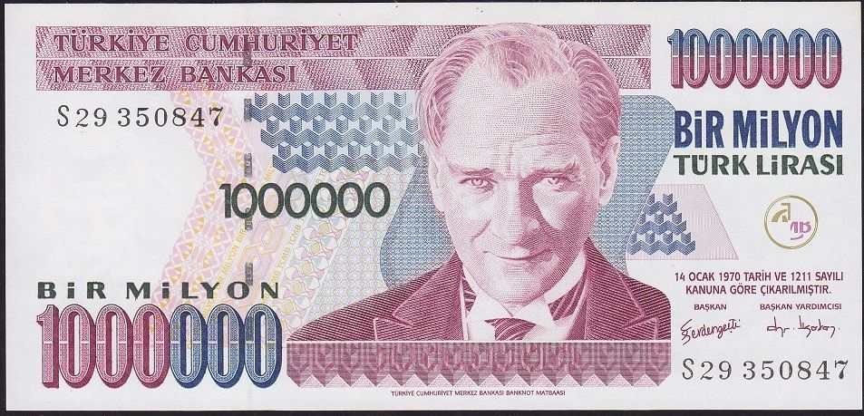 7.Emisyon 3.Tertip 1 000 000 Lira S29 350847 Çil
