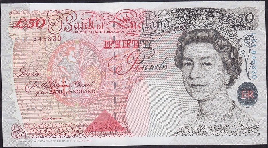 İngiltere 50 Pound 1994 Çil Pick 388c Kraliçe
