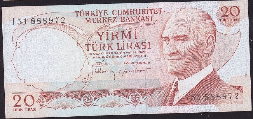 6.Emisyon 4.Tertip 20 Lira I51 888972 Çilaltı