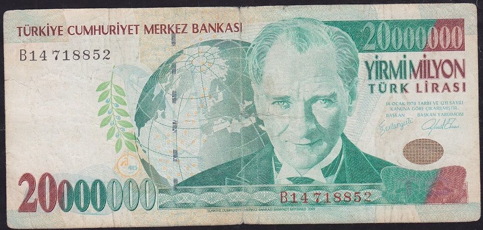 7.Emisyon 20 000 000 Lira B14 718852 Temiz