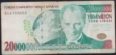 7.Emisyon 20 000 000 Lira B14 718852 Temiz