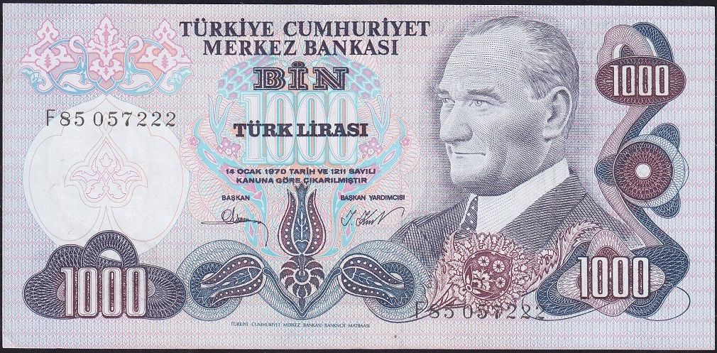 6.Emisyon 3.Tertip 1000 Lira F85 057222 Çok Temiz+