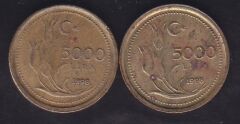 1998 Yılı 5000 Lira İnce ve Kalın Baskı Takım