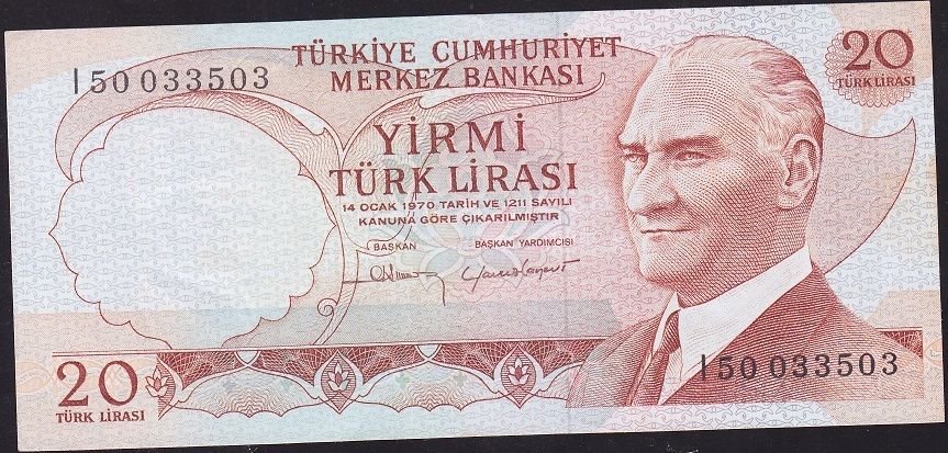 6.Emisyon 4.Tertip 20 Lira I50 033503 Çok Temiz+