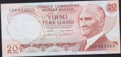 6.Emisyon 4.Tertip 20 Lira I50 033503 Çok Temiz+