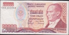7.Emisyon 1.Tertip 20000 Lira C67 373953 Çok Temiz