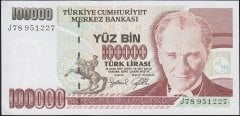 7.Emisyon 3.Tertip 100000 Lira J78 951227 Çilaltı