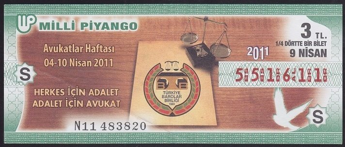 2011 9 NİSAN ÇEYREK BİLET S SERİSİ