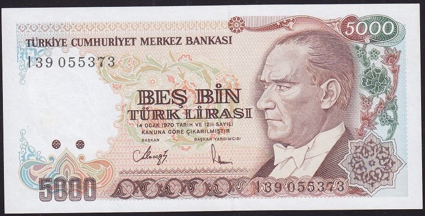 7.Emisyon 4.Tertip 5000 Lira I39 055373 Çilaltı Çil