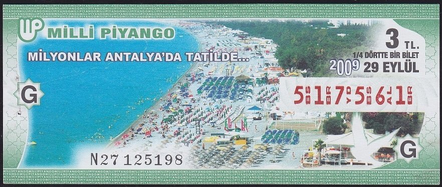 2009 29 Eylül Çeyrek Bilet - G Serisi