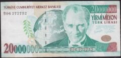 7.Emisyon 20 000 000 Lira B06 272752 Çok Temiz+
