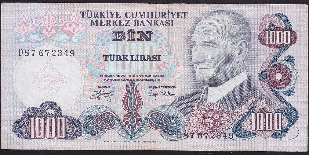 6.Emisyon 2.Tertip 1000 Lira D87 672349 Çok Temiz