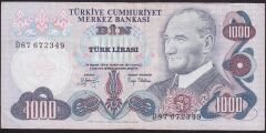 6.Emisyon 2.Tertip 1000 Lira D87 672349 Çok Temiz