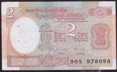 Hindistan 2 Rupee 1975 Çilaltı Çil ( Zımba Delikli ) Pick 79