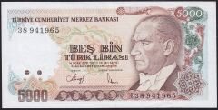 7.Emisyon 4.Tertip 5000 Lira I38 941965 Çok Temiz+