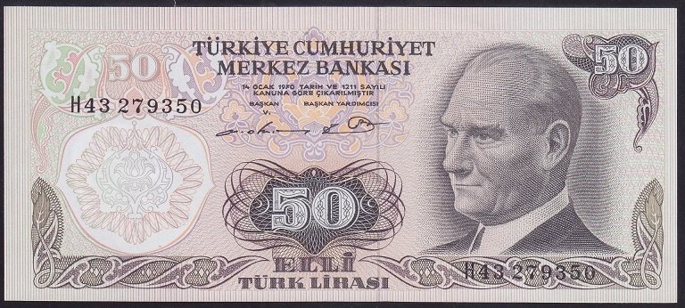 6.EMİSYON 1.TERTİP 50 LİRA H43 279350 ÇİLALTI ÇİL