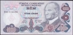 6.Emisyon 2.Tertip 1000 Lira D80 724159 Ççt Çilaltı