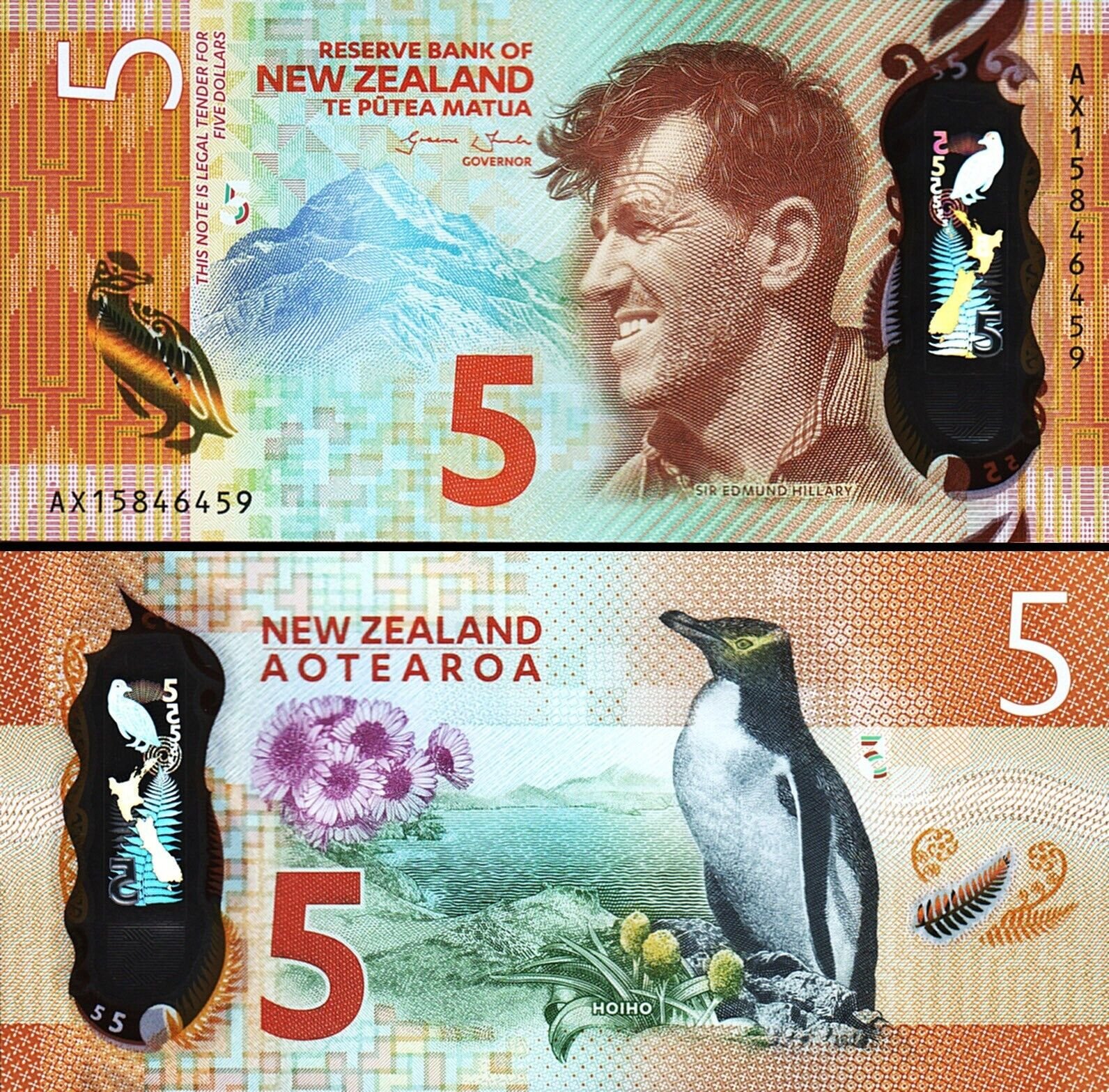 Yeni Zelanda 5 Dolar 2015 Çil Polimer Pick 191a