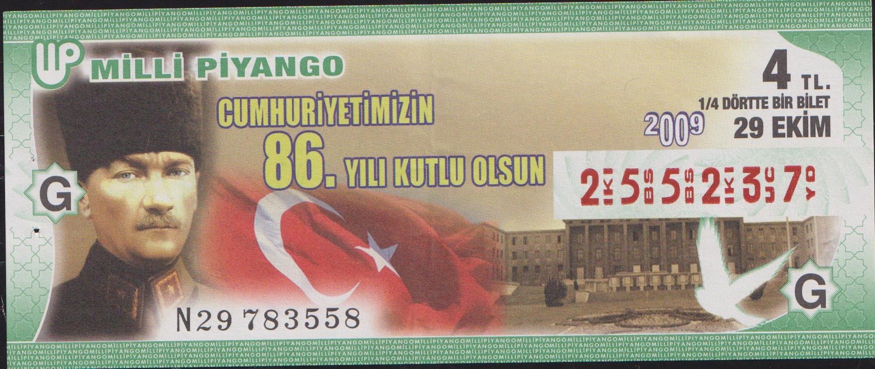 2009 29 Ekim Çeyrek Bilet - G Serisi