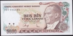 7.Emisyon 4.Tertip 5000 Lira I37 934449 Çilaltı