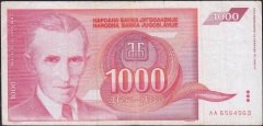 Yugoslavya 1000 Dinar 1992 Temiz