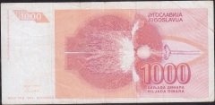 Yugoslavya 1000 Dinar 1992 Temiz