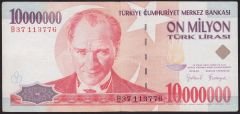 7.Emisyon 10 000 000 Lira B37 113776 Çok Temiz