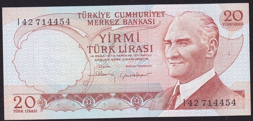 6.Emisyon 4.Tertip 20 Lira I42 714454 Çil