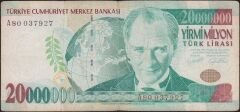 7.Emisyon 20 000 000 Lira A80 037927 Temiz