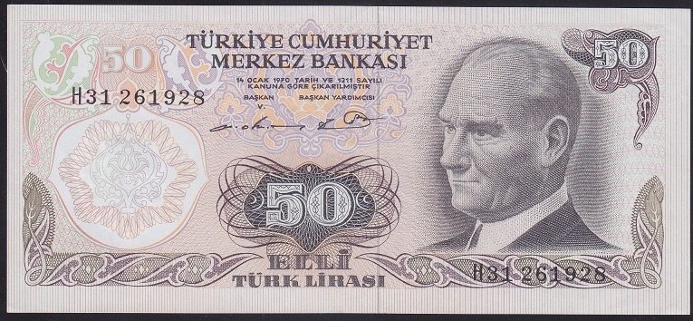 6.EMİSYON 1.TERTİP 50 LİRA H31 261928 ÇİLALTI